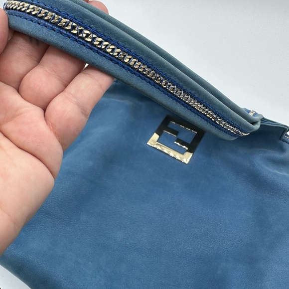 FENDI Blue Suede Nubuck Big Oversized Tote - Picture 5 of 10